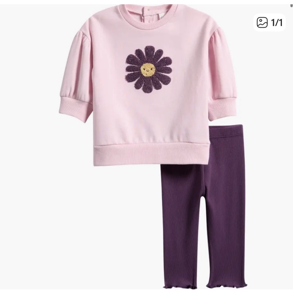 43. Pink Sweatshirt and Purple Leggings Set